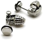 Chelsea Jewelry Basic Collections 3D Grenade shaped Stud screw-back Earrings (Stainless Steel )