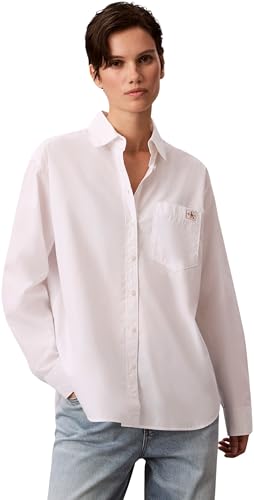 Calvin Klein Chemise décontractée en Popeline de Coton pour Femme, Wove LV047F147G Autres Chemises, Blanc, XXL