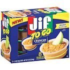 Jif To Go Crunchy Peanut Butter Spread 8 Individual cups. (Pack of 6)