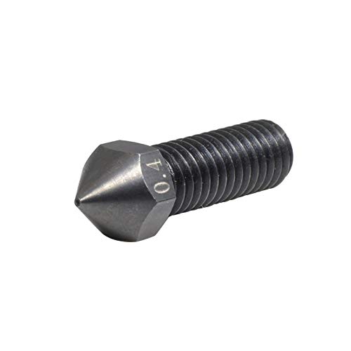 M6 High Temperature High Flow Hardened Steel Nozzle 0.4mm Compatible with 1.75mm 3D Printer Volcano Hotend Heat Block Sidewinder X1 X2 AC Vyper Kobra Max Print PEI PEEK Carbon Fiber (0.4mm) - Image 3