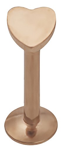 16g 5/16" Internally Threaded Rose Gold Plated Surgical Steel Heart Monroe or Labret Lip Ring Stud