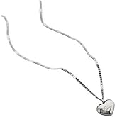 Dark Water Collections 18K gold plated Love engraved heart pendant necklace with 15.5 inch Cuban link chain alternating with flat chain