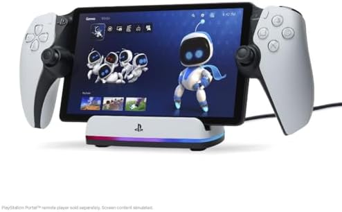 Estação de carregamento PowerA para PlayStation Portal™ Remote Player com Lumectra™, iluminação RGB, alimentação USB, carregador magnético, carregamento e ecrã, base ponderada, licenciada oficialmente