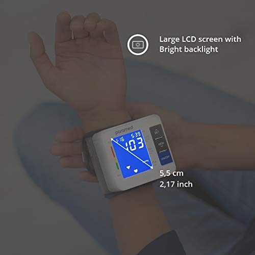Wrist Blood Pressure Monitor by PARAMED: Automatic Blood-Pressure Kit of Bp Cuff Machine + 2AAA and Carrying Case - Large LCD Display with Backlight & 90 Sets Memory - FDA Approved - Thumbnail 3