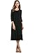 Misakia Women's 3/4 Sleeve Casual Loose Solid Midi T-shirt Dress (Black XL)