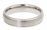5mm Brushed Polished Titanium Wedding Ring Comfort Fit Band