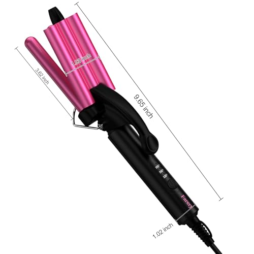 Mini Hair Crimper 3 Temperature Adjustable, 3 Barrel Curling Iron for Short Hair, Hair Waver for Women Beach Waves, 1/2 Inch Travel Size, Dual Voltage, Pouch Bag