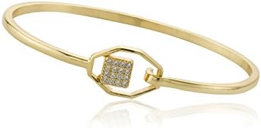 Riccova Retro 14k Gold Plated Bangle Accented With Floating Cz Square/ 55mm
