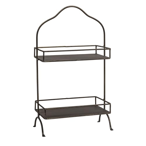 Creative Co-Op Decorative Metal 2 Tier Tray with Handle