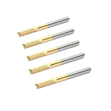 Generic 5Pcs 3.175Mm Titanium Coated Corn Milling Cutter Carbide Engraving Bit Cnc Pcb Rotary Burr