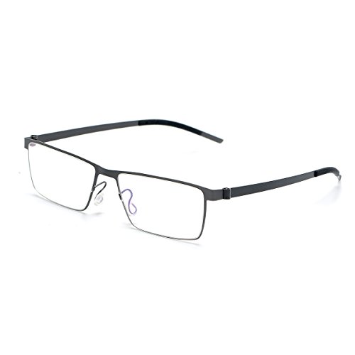 SO SMOOTH WIND B-Titanium Square Ultra Light Eyeglasses Frame Screwless Glasses Frame Prescription Eyewear Frame S1103 (Gun grey, Demo clear lense)