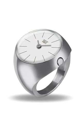 Davis - Ring Watch 2001L – Ringuhr Damen Saphirglas Gewölbt - Ziffernblatt Weiß Stabzeiger - Größe 58