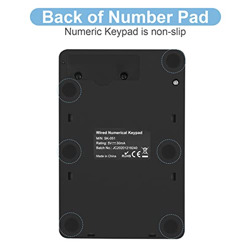 MOFii Number Pad, USB Wired Numeric Keypad 19 Keys Portable for Notebook, Laptop, MacBook, PC, Computer, Surface Pro etc - Black