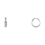 14k White Gold 2mm Thickness CZ Channel Set Hoop Huggie Earrings - 3 Differnet Size Available
