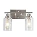 MELUCEE Metal Wall Lights with Clear Glass Shade 2 Heads Bathroom Light Fixtures Brushed Nickel Modern Vanity Lights Sconces for Hallway Bedroom Kitchen (Patent No.: US D963914 S)