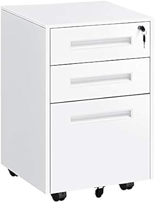 Amazon Com 3 Drawer Mobile File Cabinet With Lock Pataku 5 Wheels Metal Locking Filing Cabinet Modern Rolling File Cabinet Fits Legal Letter A4 Size For Home Office White B Kitchen Dining