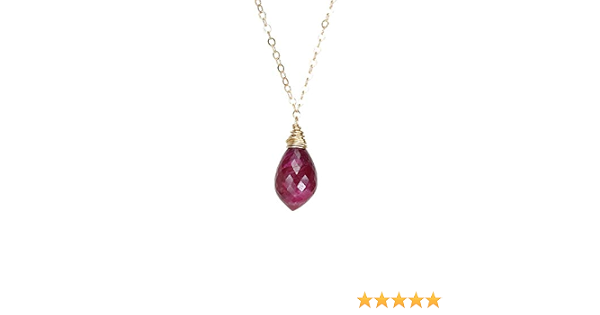 Large Ruby Teardrop Pendant Necklace 