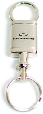 Chevrolet Camaro Satin Chrome Valet Keychain with Detachable Ring Key Fob Official Licensed