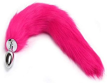 GXSUN Faux Fox Tail -B'utt Plùgs Stainless Steel Bй/tt G-S*pót Toys-Rose red(Small)