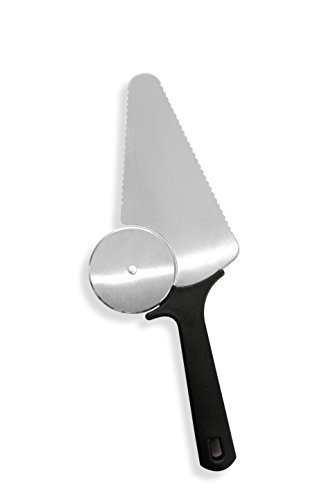 PATVEL - Best Premium Pizza Cutter – Super Sharp - Stainless Steel Blade Pizza Wheel Cutter and Server for Pizza, Pie, Bread – with 1 Stainless Steel Dinner Fork 5 inchs (Black)