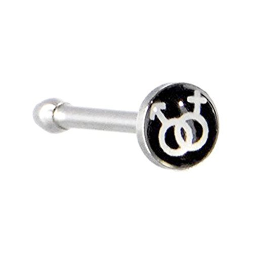 Male Female Symbol Nose (Black & White) - LGBT Bisexual/Bi Pride (Nose Ring/Body Jewelry)