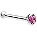 Body Candy Stainless Steel 1.7mm Rose Pink Nose Stud Bone Created with Crystal 20 Gauge 1/4