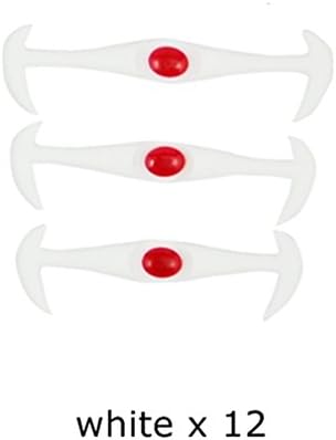 12Pcs/Lot Black Round Creative No Tie Shoelaces Elastic Silicone Shoe Lace white red