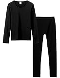 Spring&Gege Boys Thermal Underwear Long John Set Fleece Lined Base Layer for Kids Top and Bottom
