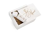 Maple White Wash 16GB USB 2.0 Flash Drive - Wildwood Body Design - Inserted into a Engraved Maple Wedding White Box with Raffia grass inside. Laser Engraved 