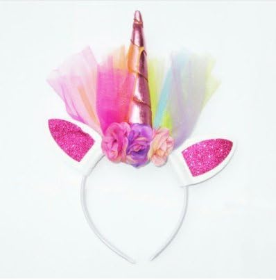 DYG Smart Unicorn Fashion Horn Girls Headdress with Flowers and Tutu (Pink)