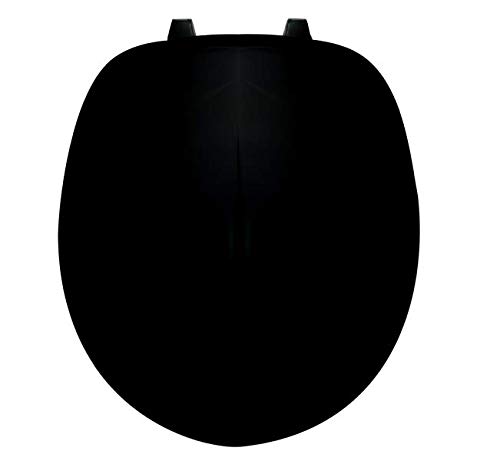 Centoco 200-407 Round Plastic Toilet Seat, Closed Front with Cover, Heavy Duty Hinge, Regular Duty Residential or Light Weight Commercial Use, Black