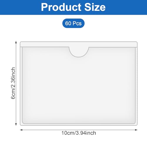 60 x Self-Adhesive Label Holders 10 x 6 cm for Labelling Window, Transparent, Transparent