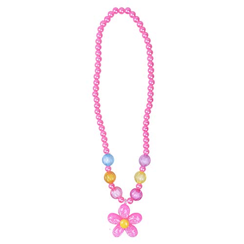 Larcenciel Kids Jewelry Flowers Necklace Bracelet Ring Earring Set Candy Colors Necklaces Children Play Pretend Dress Up (Rose) - Thumbnail 7