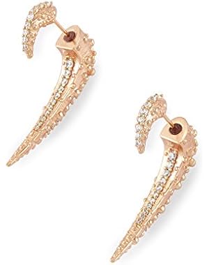 Sera Ear Jackets Stud Earrings in Rose Gold Plated and Cubic Zirconia