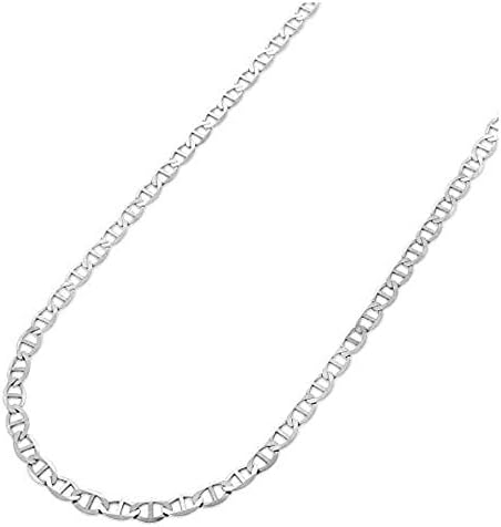 Verona Jewelers925 Sterling Silver chain 2.7MM Italian Solid Flat Mariner Link Chain Necklace - Sterling Silver Necklace 9-30 made in italy
