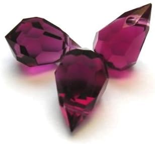 10 pcs Fuschia Pink Glass Faceted Teardrop Briolette Beads, Top drilled faceted briolette 10mm