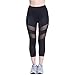 Tulucky Women's Yoga Leggings See Through Mesh Patchwork Gym Tights Workout Capri Pants