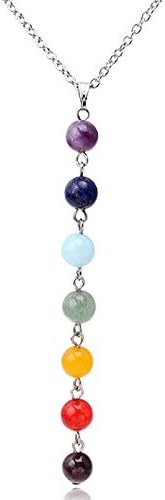 Jewelryamintra Natural Stone Silver Chain Necklace Yoga Reiki Healing Prayer Necklace for Women
