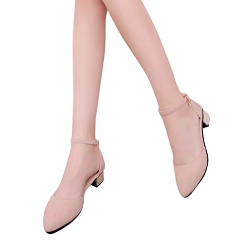 ONLY TOP Womens D'Orsay Pointy Toe Ankle Strap Buckle Comfort Ballerina Ballet Flats Shoes Pink