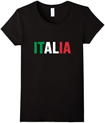 Womens ITALIA T-shirt Italy Flag Italian Travel Souvenir Vacation Large Black