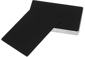 MTGHYARE 50 Pack Metal Business Cards Blanks Aluminum Sheet Blank Engraving Metal Tags Materials for CNC Engraver Laser Engraving DIY Gift Cards (Matte Black)