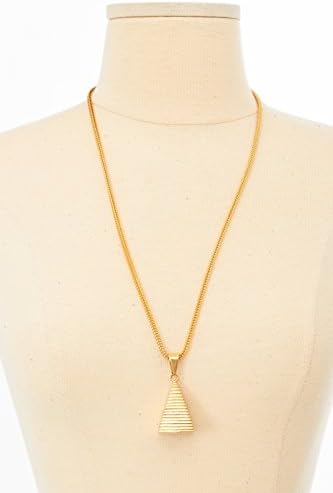 Mens Guys Solid Fashion Pyramid Necklace Chain Jewelry SCP102 (One Size, Gold)