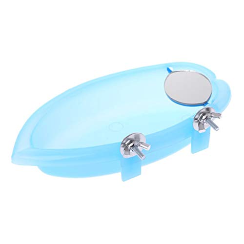 Bird Bath with Mirror Toy for Pet Small Medium Parrot Parakeet Cockatiel Conure Budgie Lovebird Finch Canary African Grey Cockatoo Amazon Cage Shower Bathing Tub Food Feeder Bowl