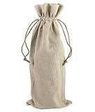 PoshNPretty Natural Linen Wine Bags With Drawstrings - 12 Pack + Bonus PoshNPretty Clip