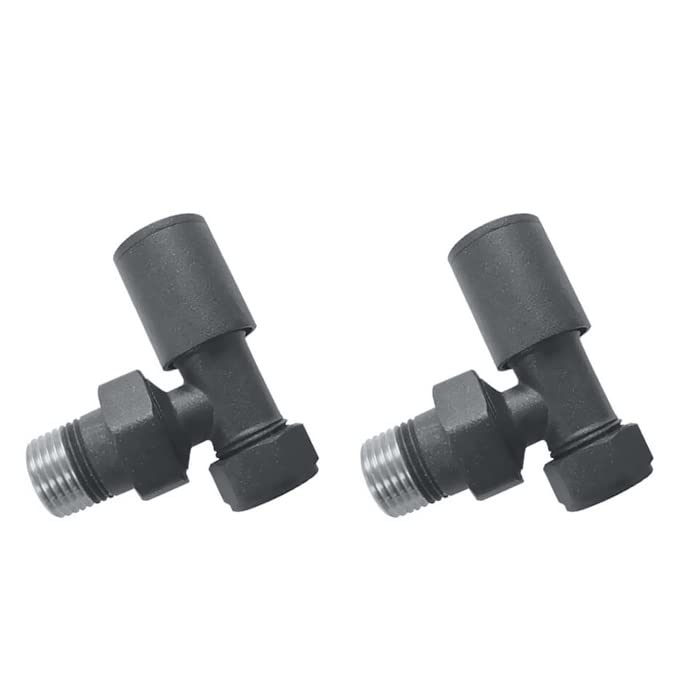 Standard Radiator Valves for Central Heating (Pair) - Sizes and Colors for Designer Bathroom (Anthracite Angled 15mm)