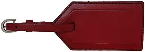 True Heart Style Genuine Leather Luggage Tag with Privacy Window Flap and Stitched Edging, Red