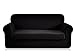 CHUN YI Stretch Loveseat Sofa Slipcover 2 Piece Sofa Cover, 2 Seater Couch Slipcover Coat Soft Washable Furniture Covers with Elastic Bottom, Checks Spandex Jacquard Fabric, Medium, Black