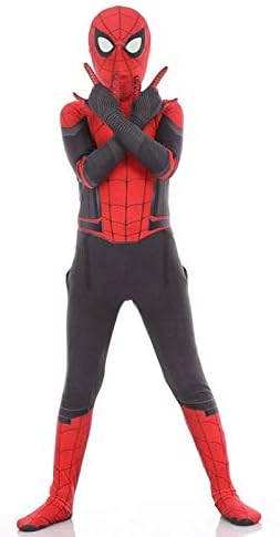 YIWANGO Kids Adult Cosplay Far From Home Spiderman Costume Full Body Halloween Suit Movie Costume Bodysuit Superhero Set,Child-Medium