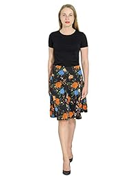 Falda de verano para dama, diseño floral, hasta la rodilla, con bolsillo
