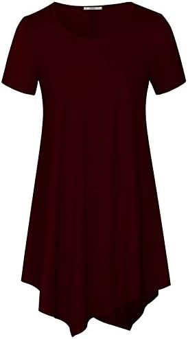 Fanfly Women's V-Neck Tunic Tops Short Sleeve Loose Fit Flowy T Shirts Casual Tops and Blouse